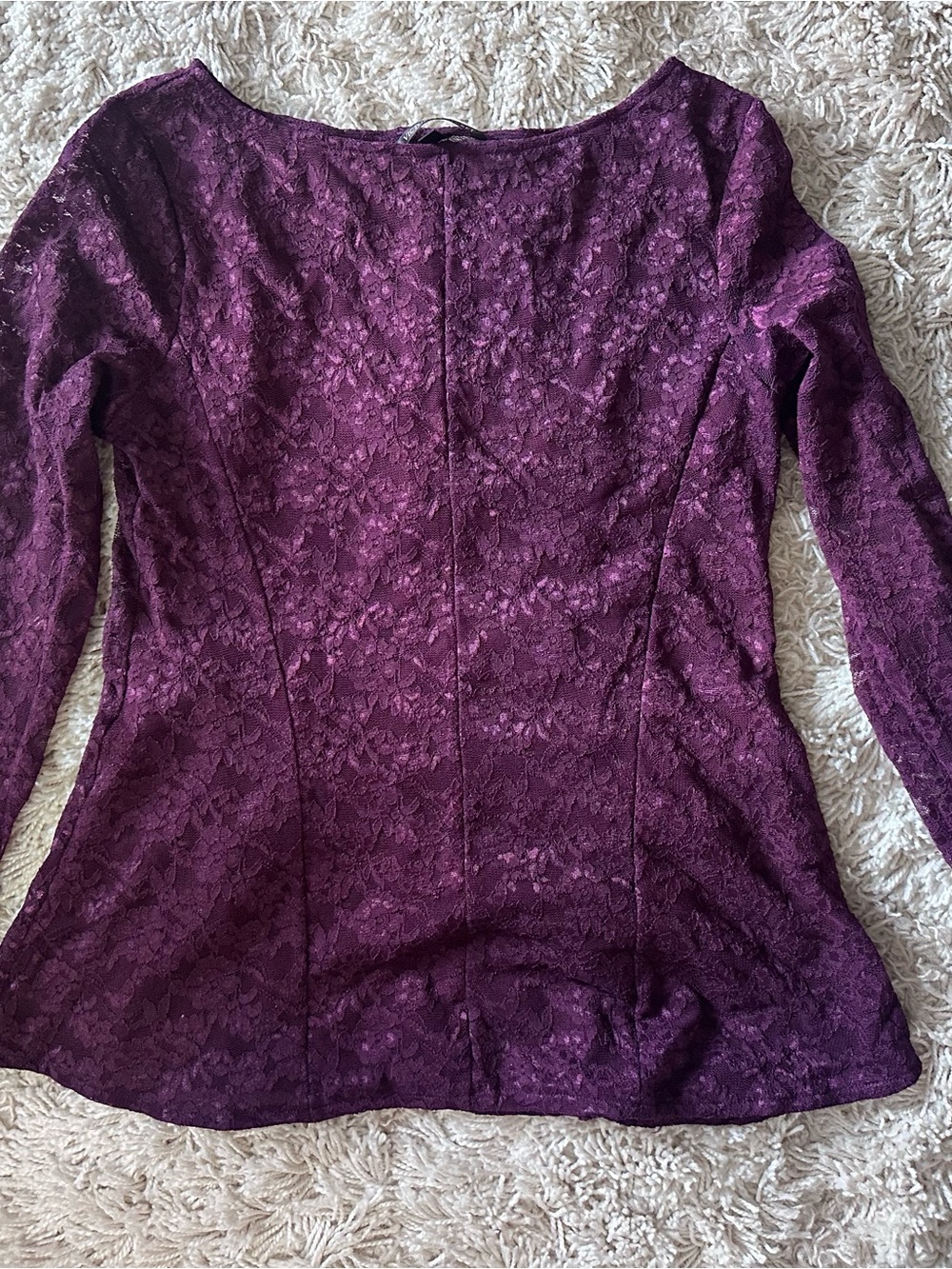 Vintage Victoria’s Secret Plum Lace Long-Sleeve Peplum Top